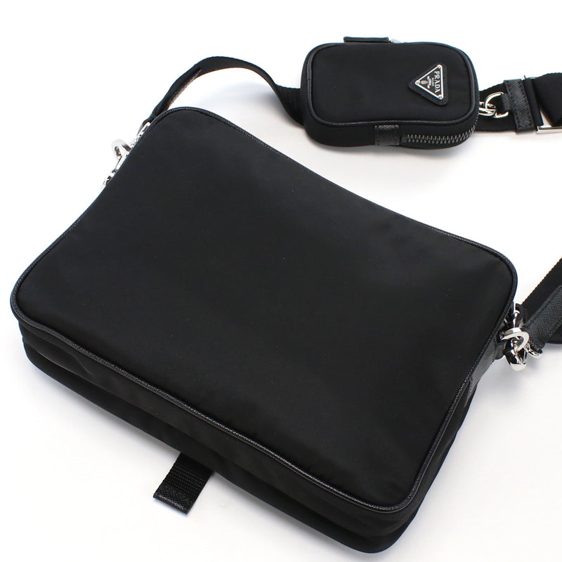 PRADA Saffiano Leather Shoulder Bag - Black 