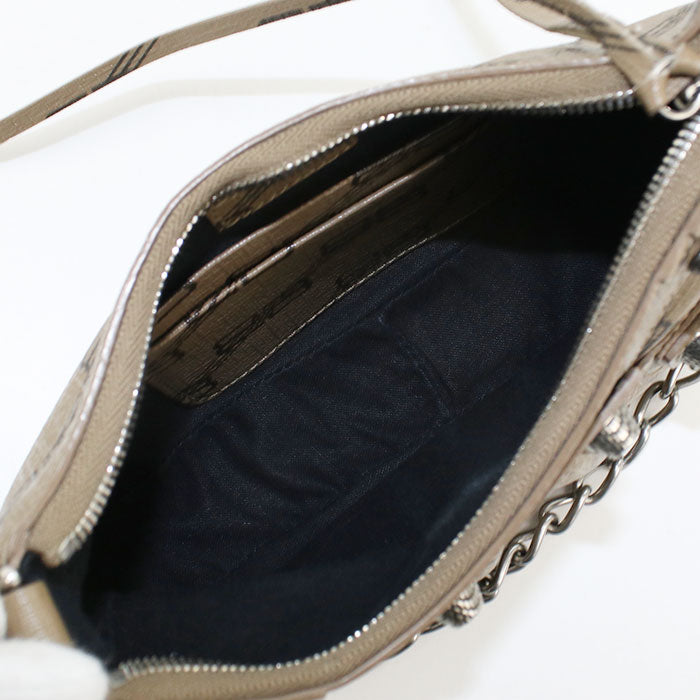 BALENCIAGA Le Cagole Mini BB Monogram Leather Handbag with Chain Shoulder Bag - Brown