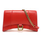 BALENCIAGA Hourglass Leather Chain Shoulder Bag - Red