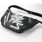BALENCIAGA Explorer Graffiti Leather Belt Bag - Black