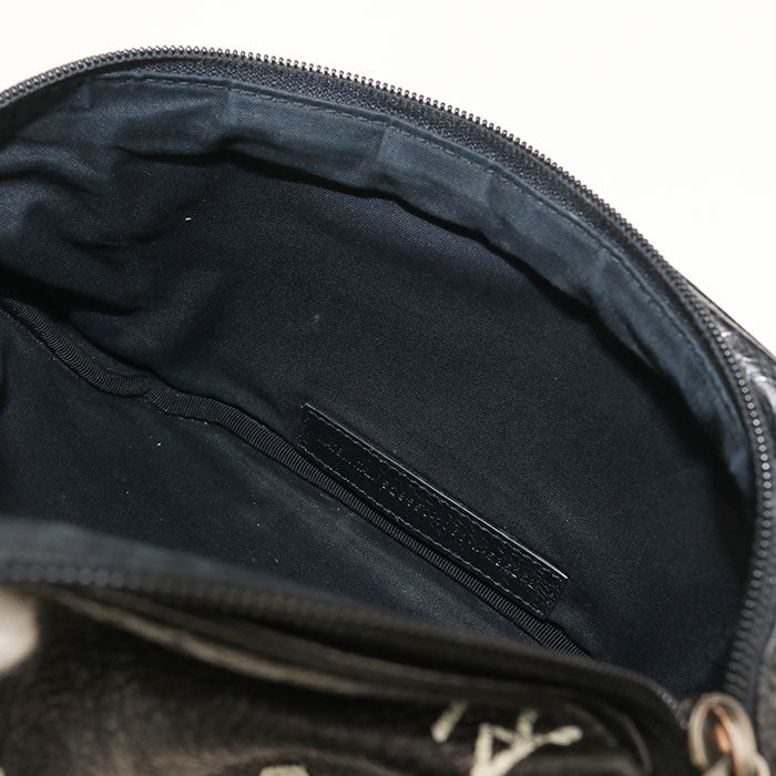 BALENCIAGA Explorer Graffiti Leather Belt Bag - Black