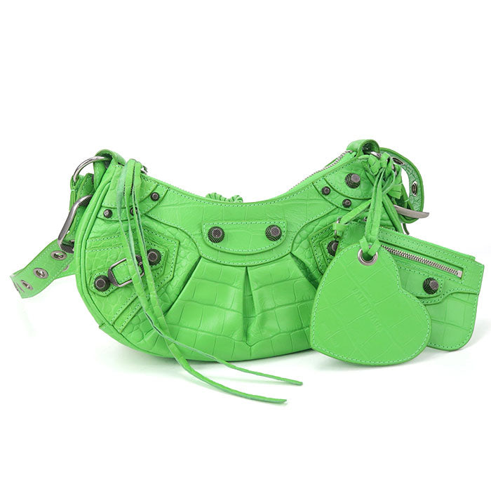 BALENCIAGA Le Cagoule XS Leather Shoulder Bag - Green