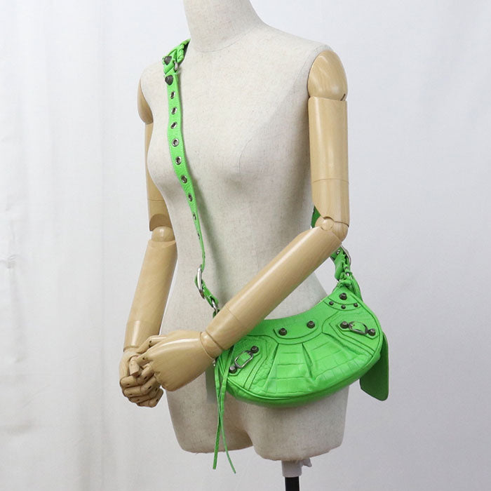 BALENCIAGA Le Cagoule XS Leather Shoulder Bag - Green