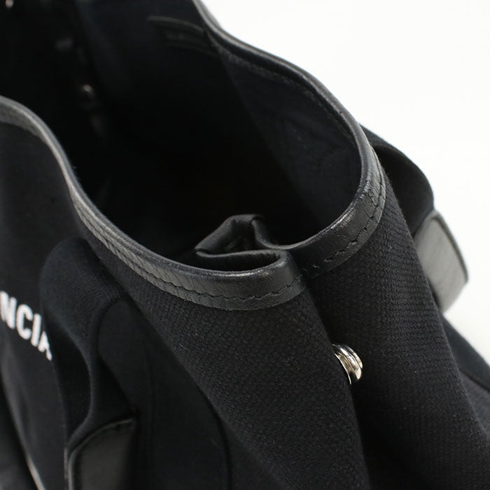 BALENCIAGA Navy Cabas S Canvas Tote Bag - Black
