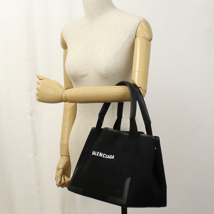 BALENCIAGA Navy Cabas S Canvas Tote Bag - Black