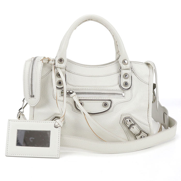 BALENCIAGA ル シティ ミニ ラムスキン ハンドバッグ ショルダーバッグ - ホワイト
