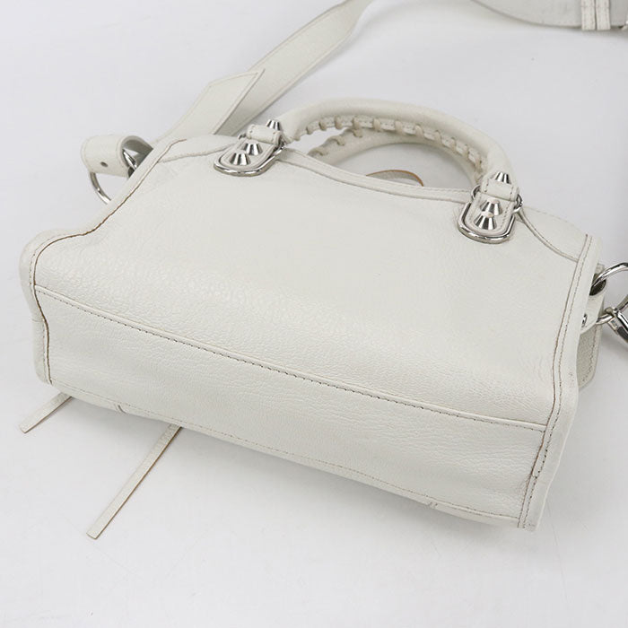 BALENCIAGA ル シティ ミニ ラムスキン ハンドバッグ ショルダーバッグ - ホワイト