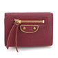 BALENCIAGA Edge City Calfskin Tri-fold Compact Wallet - Wine Red