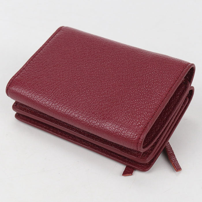 BALENCIAGA Edge City Calfskin Tri-fold Compact Wallet - Wine Red