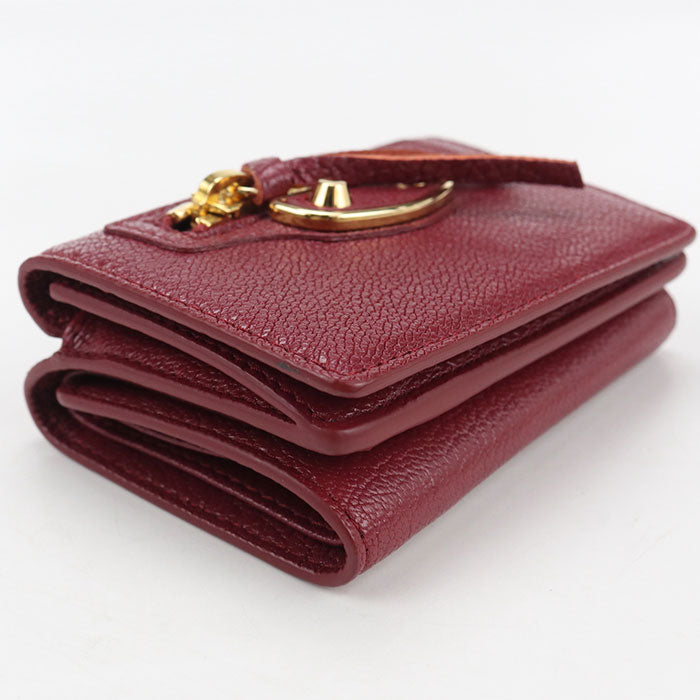 BALENCIAGA Edge City Calfskin Tri-fold Compact Wallet - Wine Red