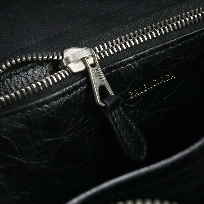 BALENCIAGA Bazaar Shopper XS Graffiti Lambskin Tote/Shoulder Bag - Black