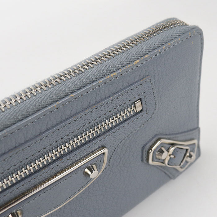 BALENCIAGA コンチネンタル ラウンドファスナー レザー 長財布 ロングウォレット - ブルー