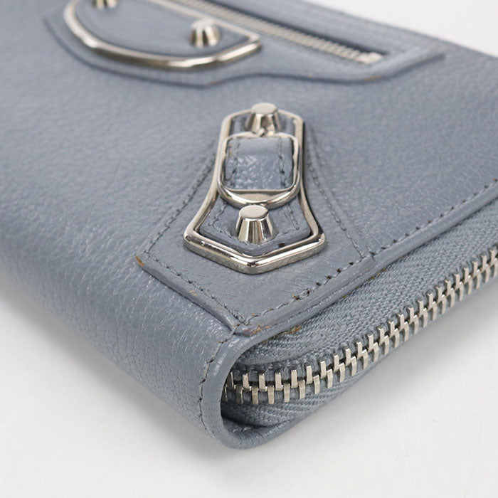 BALENCIAGA コンチネンタル ラウンドファスナー レザー 長財布 ロングウォレット - ブルー