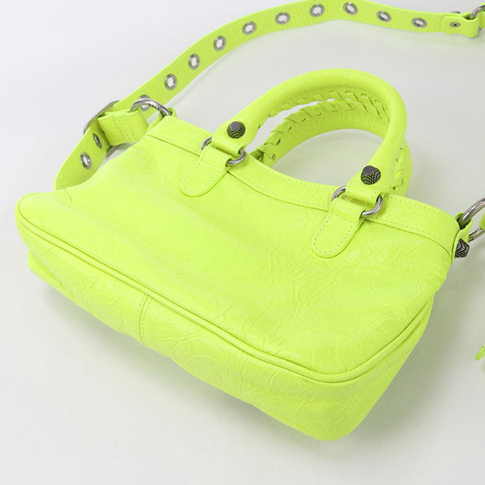 BALENCIAGA Neo Cagoule Leather Handbag/Shoulder Bag - Yellow