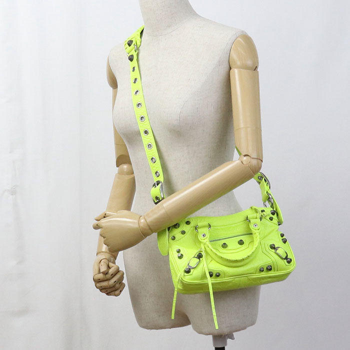 BALENCIAGA Neo Cagoule Leather Handbag/Shoulder Bag - Yellow