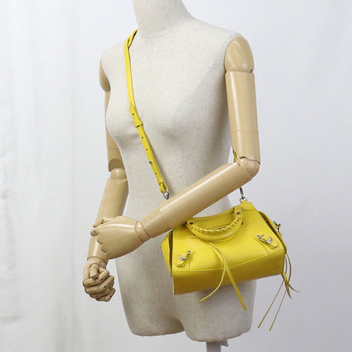 BALENCIAGA Neo Classic Mini City Leather Handbag/Shoulder Bag - Yellow