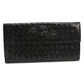 BOTTEGA VENETA Intrecciato Leather Bi-fold Long Wallet - Black 