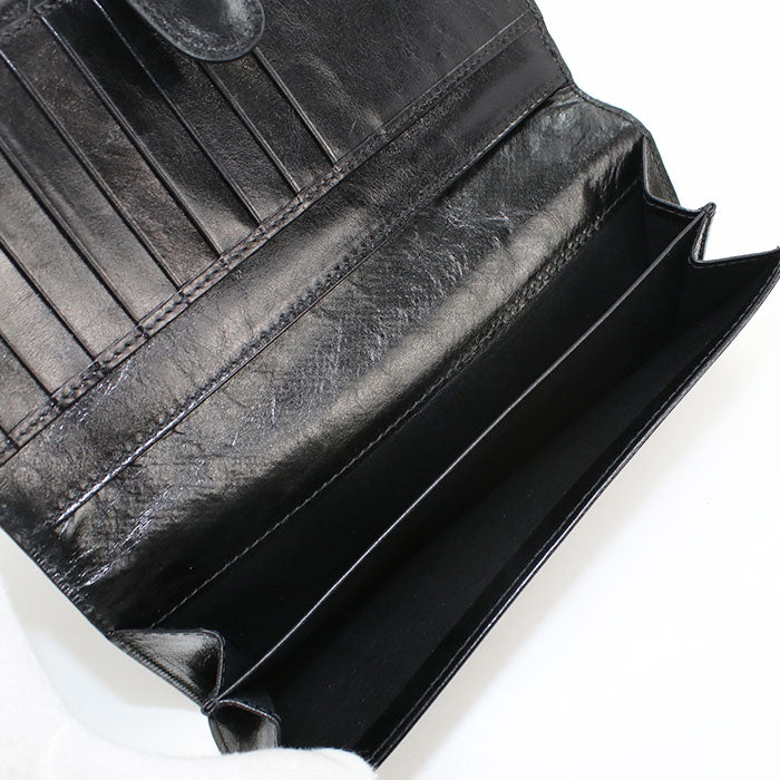 BOTTEGA VENETA Intrecciato Leather Bi-fold Long Wallet - Black 