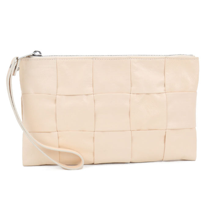 BOTTEGA VENETA Maxi Intrecciato Leather Clutch Bag - Beige