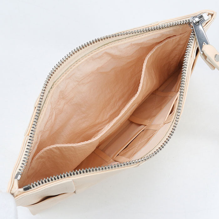 BOTTEGA VENETA Maxi Intrecciato Leather Clutch Bag - Beige