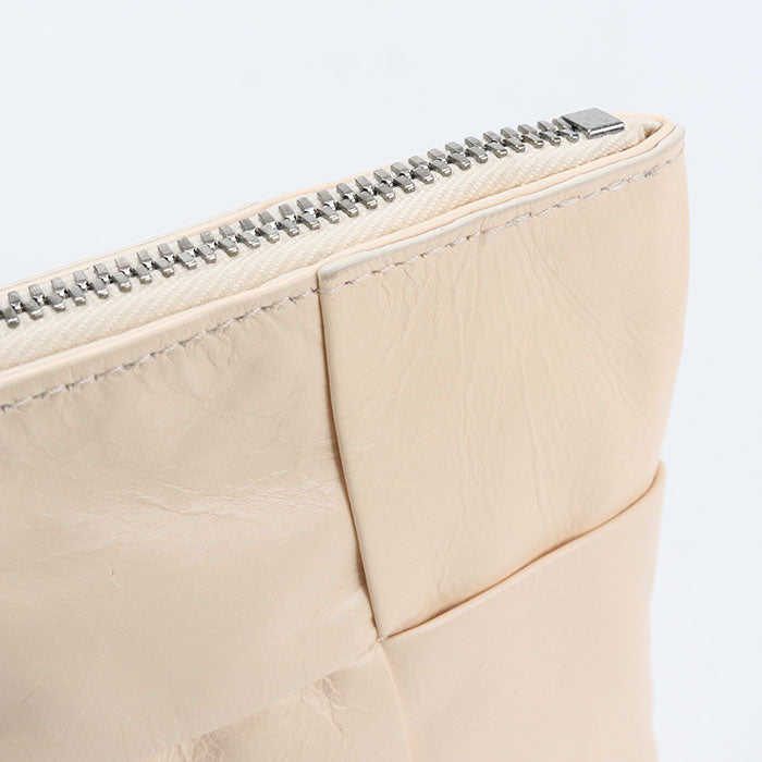 BOTTEGA VENETA Maxi Intrecciato Leather Clutch Bag - Beige