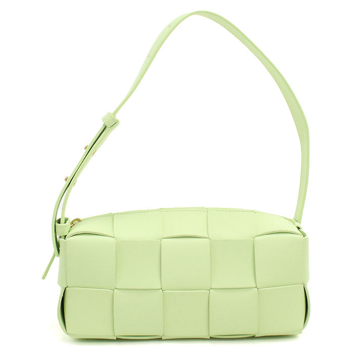 BOTTEGA VENETA Intrecciato Small Brick Cassette Lambskin Handbag - Green