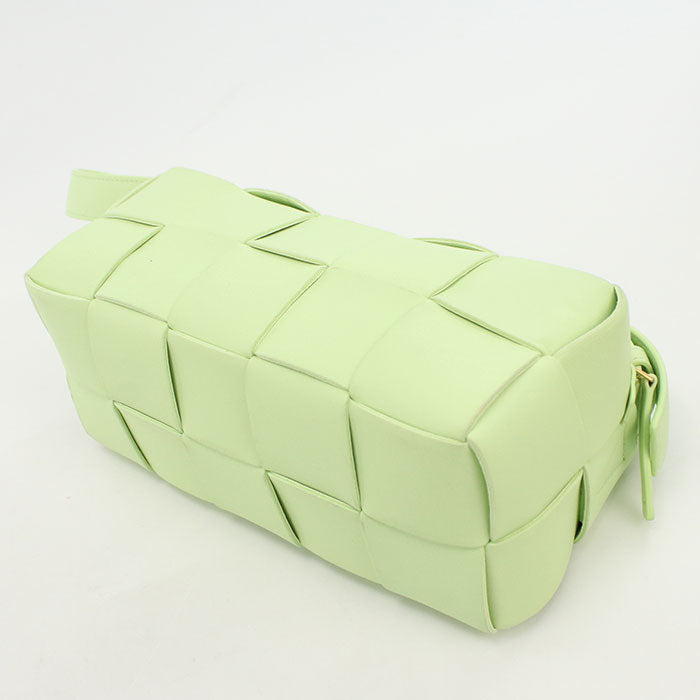 BOTTEGA VENETA Intrecciato Small Brick Cassette Lambskin Handbag - Green