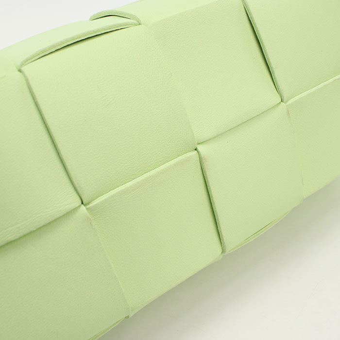 BOTTEGA VENETA Intrecciato Small Brick Cassette Lambskin Handbag - Green