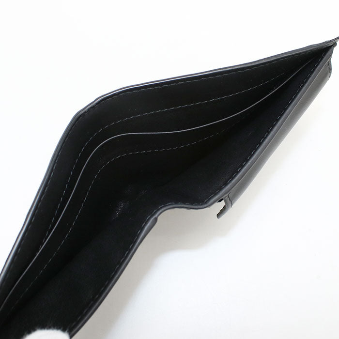 BOTTEGA VENETA イントレチャート カーフスキン 二つ折り財布 コンパクトウォレット - ブラック