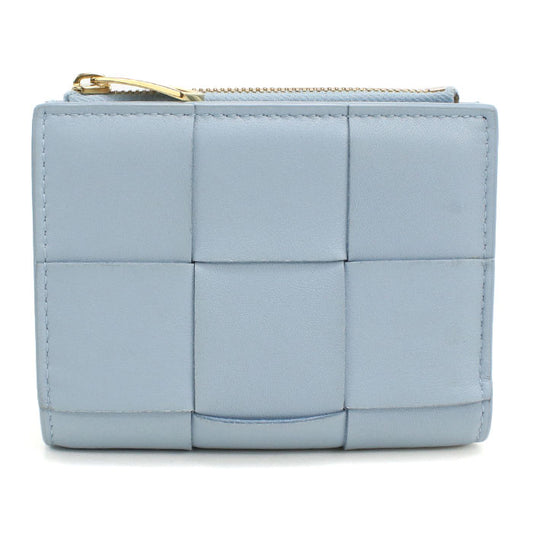 BOTTEGA VENETA スモール カセット ラムスキン 二つ折り財布 コンパクトウォレット - ブルー