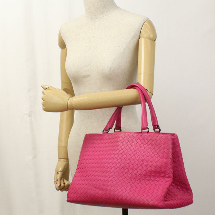 BOTTEGA VENETA Intrecciato Leather Tote Bag - Pink