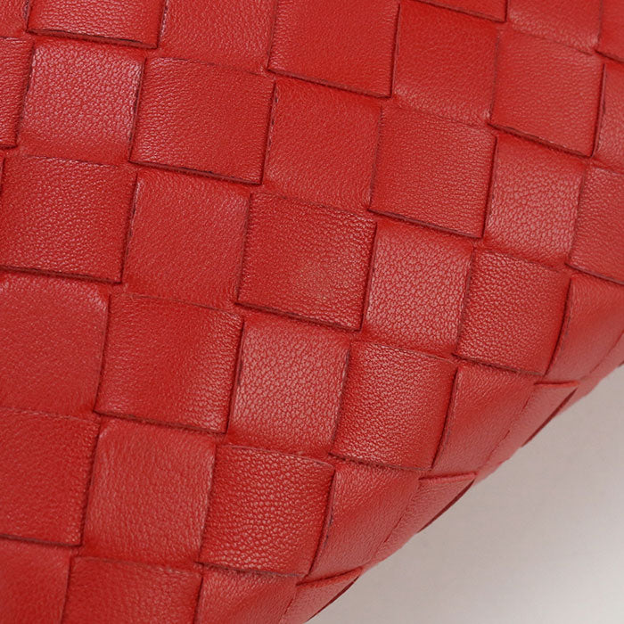 BOTTEGA VENETA Intrecciato Leather Shoulder Bag - Red