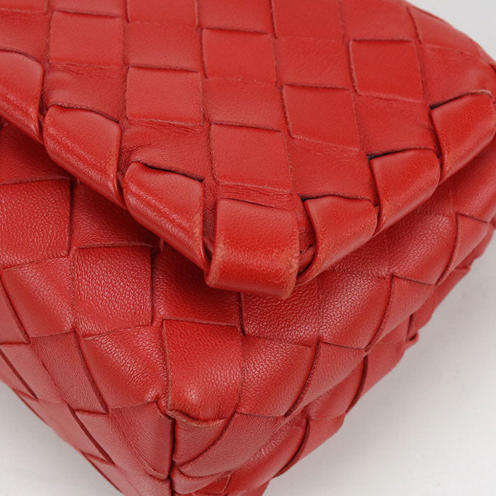 BOTTEGA VENETA Intrecciato Leather Shoulder Bag - Red