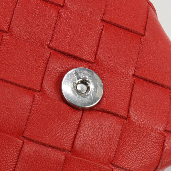 BOTTEGA VENETA Intrecciato Leather Shoulder Bag - Red