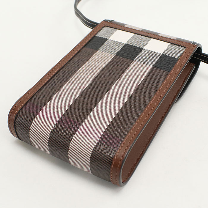 BURBERRY エリザベス キャンバス カーフレザー フォンポーチ ショルダーバッグ - ブラウン