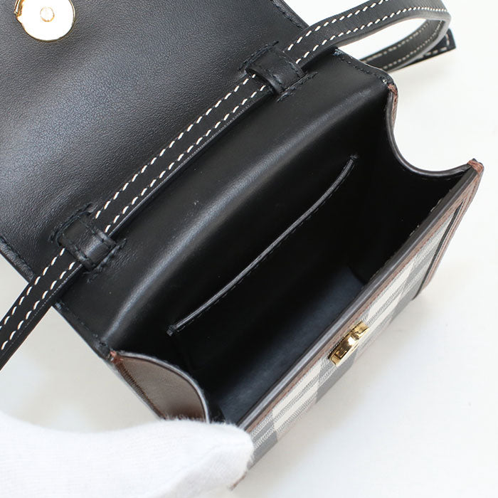 BURBERRY エリザベス キャンバス カーフレザー フォンポーチ ショルダーバッグ - ブラウン