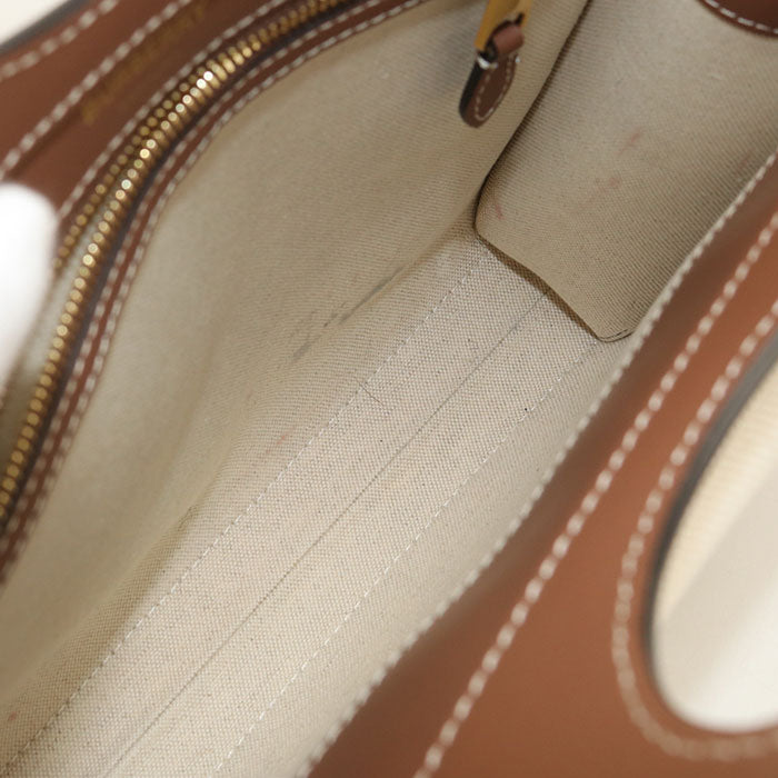BURBERRY Mini Two-Tone Canvas and Leather Pocket Bag/Handbag/Shoulder Bag - Beige