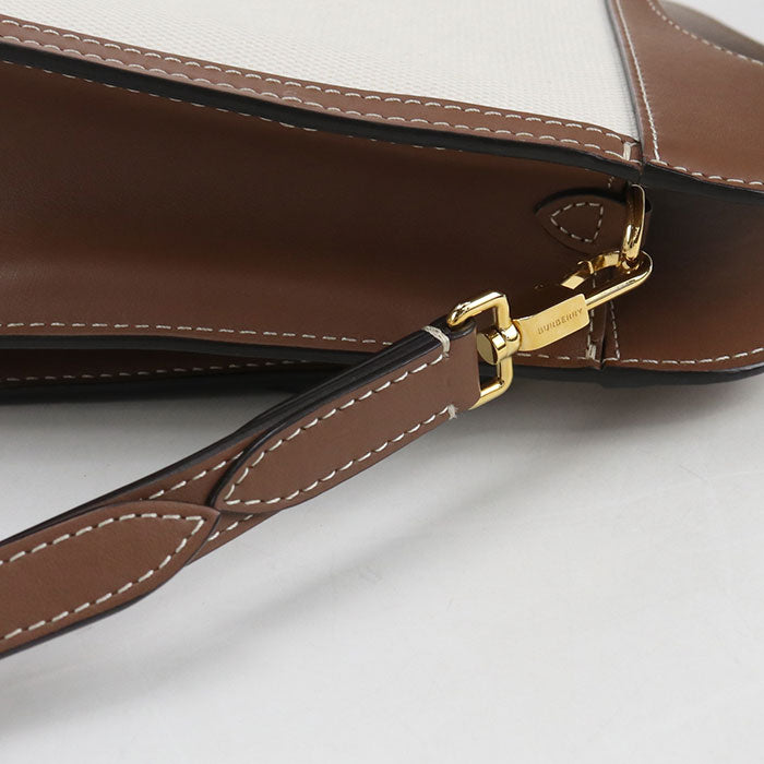 BURBERRY Mini Two-Tone Canvas and Leather Pocket Bag/Handbag/Shoulder Bag - Beige
