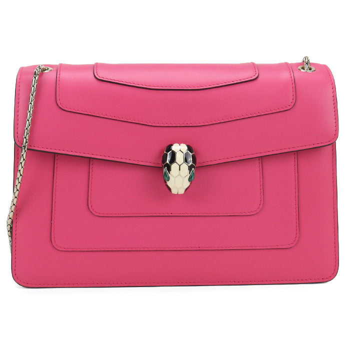 BVLGARI セルペンティ フォーエバー カーフスキン チェーンショルダーバッグ - ピンク