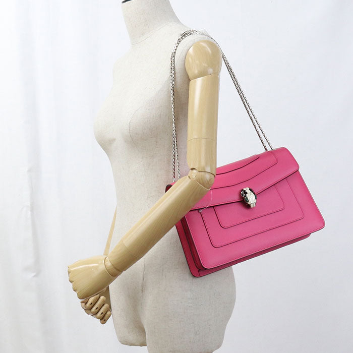 BVLGARI セルペンティ フォーエバー カーフスキン チェーンショルダーバッグ - ピンク