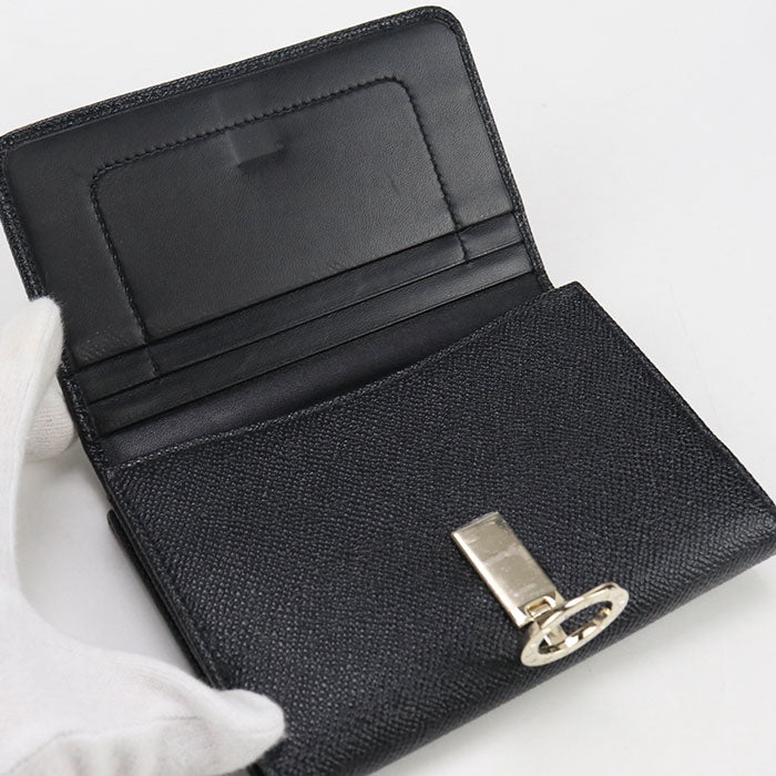 BVLGARI Calfskin Bifold Compact Wallet - Black