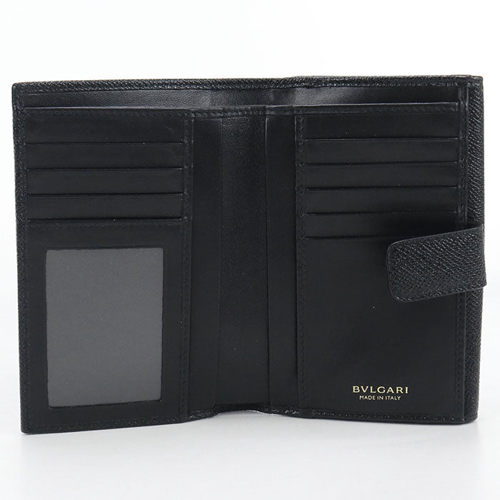 BVLGARI Calfskin Bifold Compact Wallet - Black