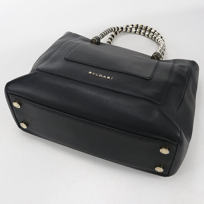 BVLGARI セルペンティ スカリエ カーフレザー トートバッグ ショルダーバッグ - ブラック