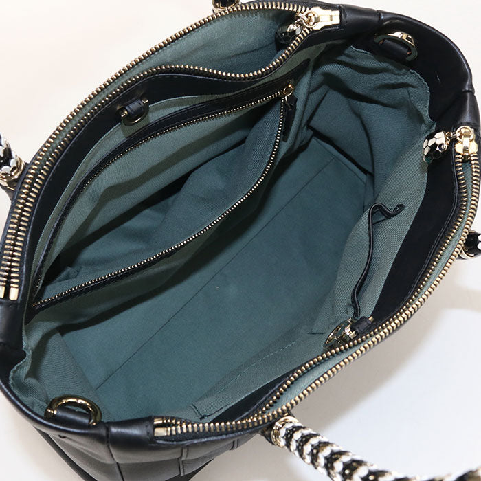 BVLGARI セルペンティ スカリエ カーフレザー トートバッグ ショルダーバッグ - ブラック