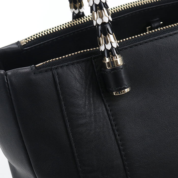 BVLGARI セルペンティ スカリエ カーフレザー トートバッグ ショルダーバッグ - ブラック
