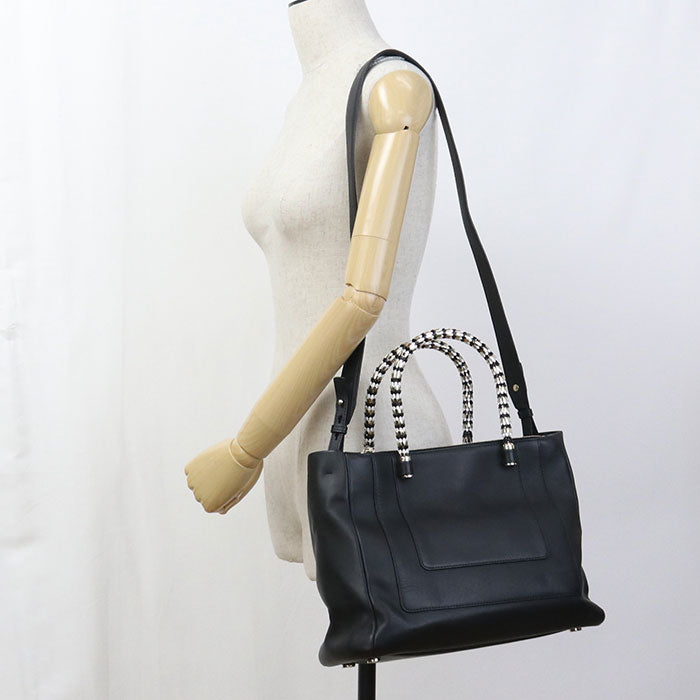 BVLGARI セルペンティ スカリエ カーフレザー トートバッグ ショルダーバッグ - ブラック