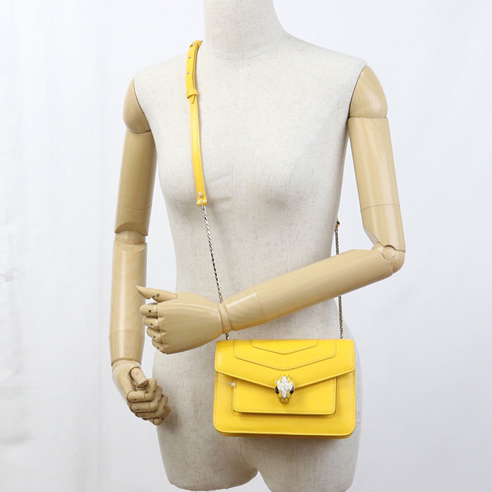 BVLGARI セルペンティフォーエバー カーフレザー チェーンショルダーバッグ - イエロー