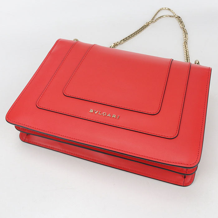 BVLGARI Serpenti Forever Calf Leather Chain Shoulder Bag - Red