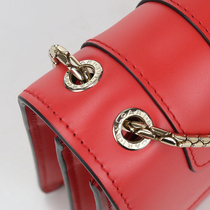 BVLGARI Serpenti Forever Calf Leather Chain Shoulder Bag - Red