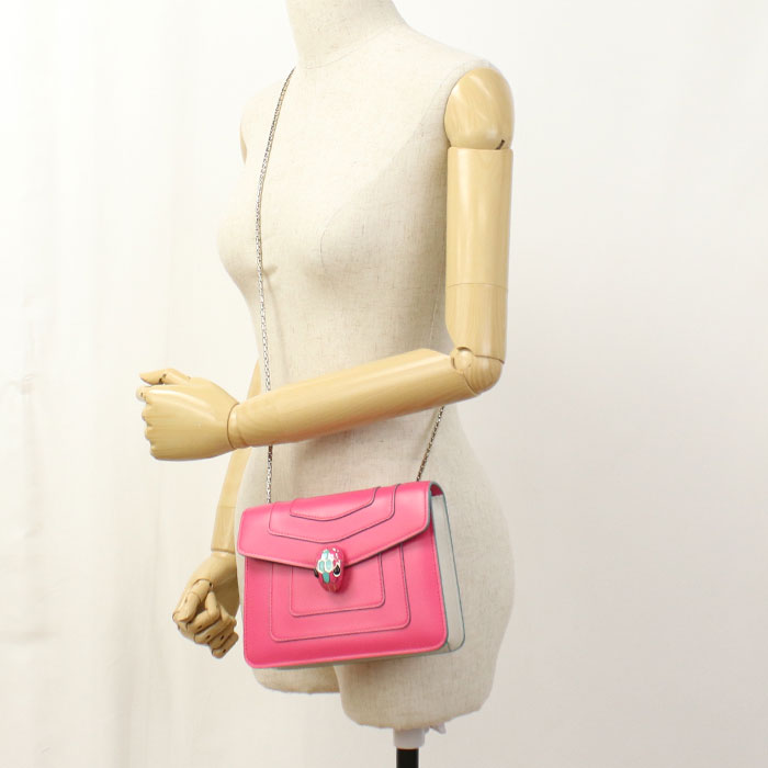 BVLGARI セルペンティフォーエバー カーフ チェーンショルダーバッグ - ピンク